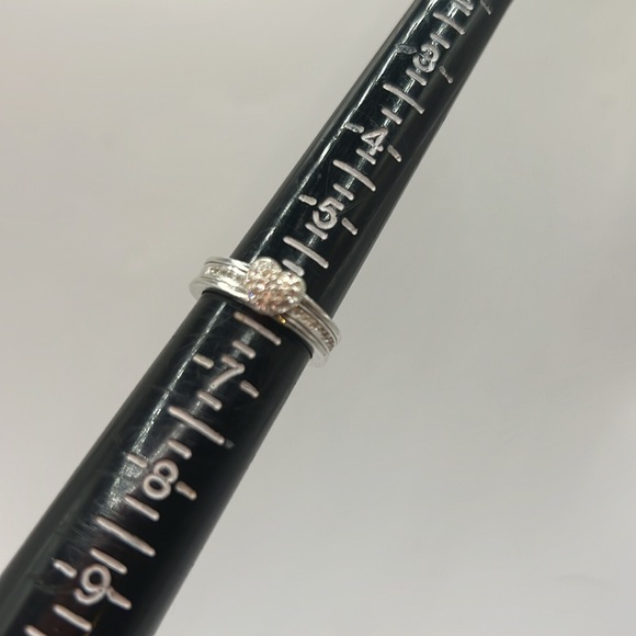 Coach sterling silver cuz heart shaped ring heart sparkles - Picture 4 of 5